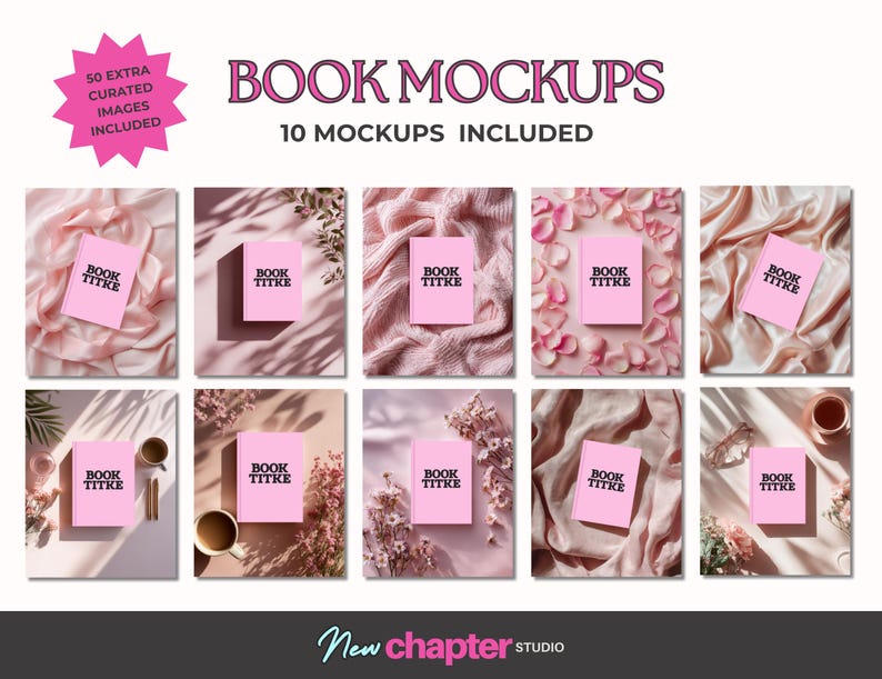 Canva Book Mockup Flatlays Pastel Pink Romance Author Marketing Images ...