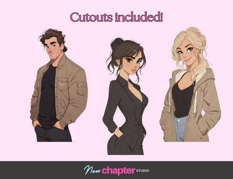 Rom Com Character Art Pack, 10 Illustrated Characters PNG Cutouts ...