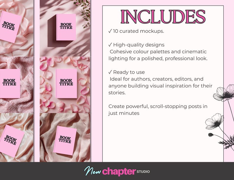 Canva Book Mockup Flatlays Pastel Pink Romance Author Marketing Images ...