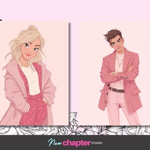Rom Com Character Art Pack, 10 Illustrated Characters PNG Cutouts Authors image 3
