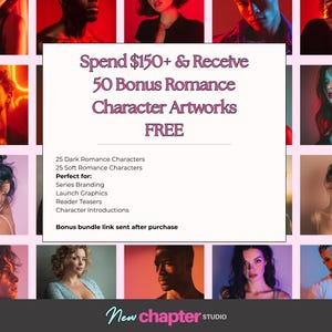 Rom Com Character Art Pack, 10 Illustrated Characters PNG Cutouts Authors image 8