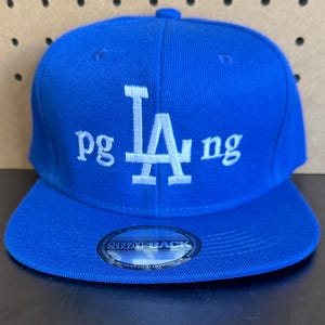 pgLAng Snapback hat Blue & Red Kendrick Lamar program language, Record Label, Rap, Music Hiphop, Los Angeles, baseball hat, Kdot, GNX tour