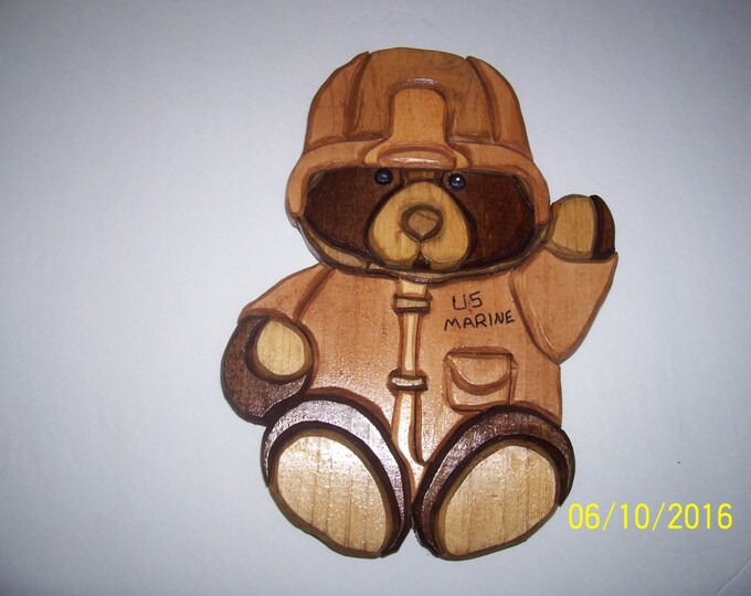 Wooden Marine Teddy Bear Home Decor Wall Hanging Etsy