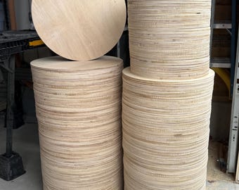 Blank Wooden Round Cutout | 1/2” Thick Birch Wood Shape | DIY Door Hanger & Craft Blank | 8”–24”