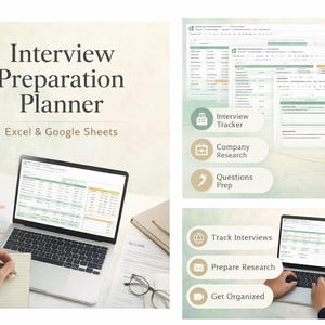 Interview Planner | Job Search Organizer | Job Application Spreadsheet | Career Planning Tool