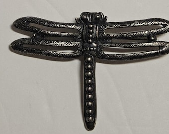 Vintage massive silberfarbene Libellen Brosche (Napier zugeschrieben)