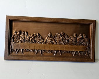 Vintage Coppercraft Gilde "Das letzte Abendmahl" 3D Relief Wandbehang