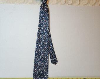 Vintage Allen Solly Nottingham England Geometrische Foulard Seidenkrawatte (1990er Jahre)