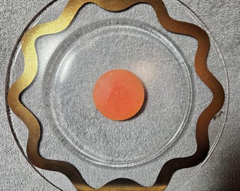 Kosta Boda Cosmos Fat Ann Wahlström Orange Prickig Vågig Guldkant Svensk Konstglas