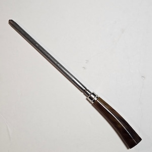 Varilla de afilado de acero para cuchillos antiguos con mango de cuerno imagen 1