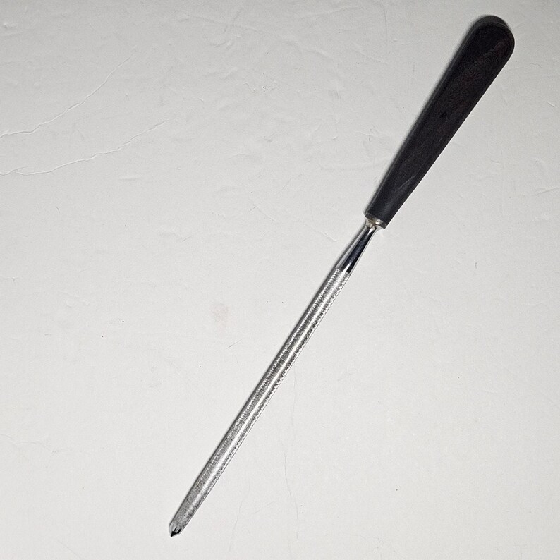 Vintage Black Handle Diamond Coated Knife Sharpening Steel Honing Rod image 2
