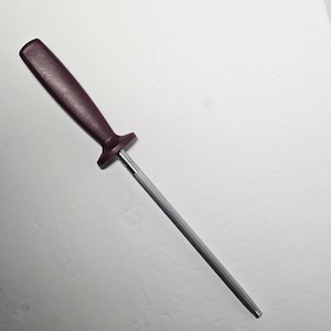 Vintage Burgundy Handle Knife Sharpening Steel Honing Rod image 1