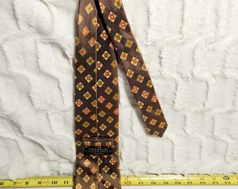 Vintage Trussini Italy Seide Geometrische Diamant Muster Krawatte