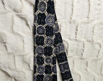 Vintage Gian Carlo Lamberti Navy Medaillon Italienische Seidenkrawatte - Hand Made