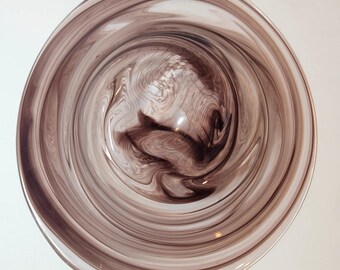 Große 14 "Vintage Murano-Stil Kunst Glas Mittelstück Schale - Mocca Swirl
