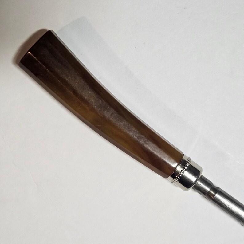 Varilla de afilado de acero para cuchillos antiguos con mango de cuerno imagen 4