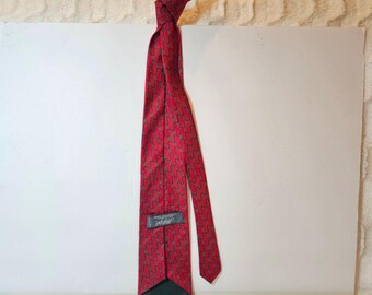 Vintage Bert Pulitzer Rote Abstrakte Kettenglied Seidenkrawatte - Made in USA