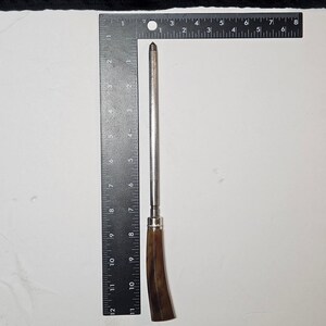 Varilla de afilado de acero para cuchillos antiguos con mango de cuerno imagen 2