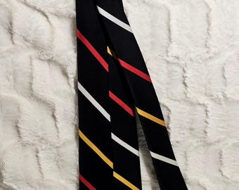 Vintage Yves Saint Laurent (YSL) Red and Gold Diagonal Stripe Silk Tie