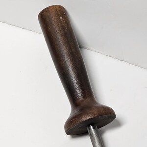Vintage Turned Wood Handle Knife Sharpening Steel Honing Rod image 4