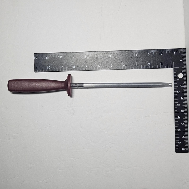 Vintage Burgundy Handle Knife Sharpening Steel Honing Rod image 2