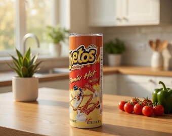 Flamin’ Hot Cheetos Inspired 20oz Skinny Tumbler | Snack Lover Gift | Stainless Steel Sublimation Tumbler | Hot & Cold Drink Cup | Custom Ha