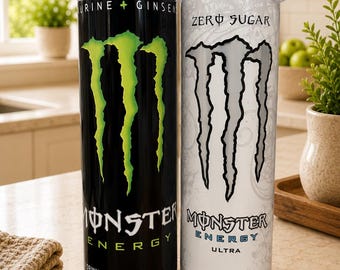 Monster-Inspired Energy Drink 20oz Skinny Tumbler | Handmade Sublimation Tumbler | Stainless Steel Travel Cup | Gift for Energy Drink Fans