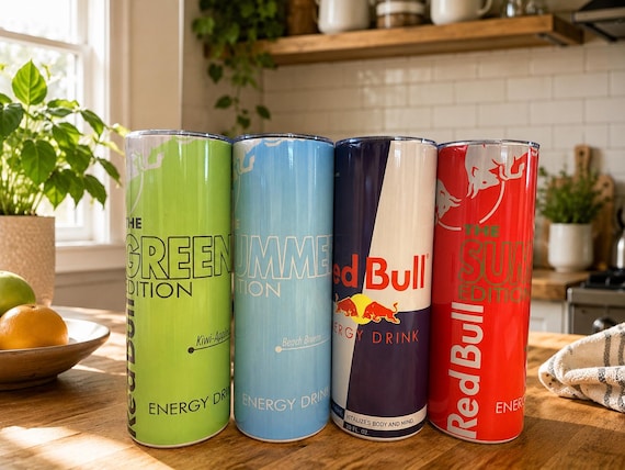 Red Bull Inspired 20oz Skinny Tumbler | Stainless Steel Travel Cup (Multiple Styles)