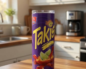 Takis Inspired 20oz Skinny Tumbler | Snack Lover Tumbler | Stainless Steel Insulated Cup | Custom Handmade Sublimation Tumbler | Gift for Ta