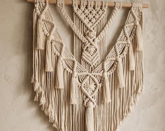 Large Macrame Wall Hanging, Boho Home Decor, Geometric Wall Art, Bohemian Chic Tapestry, Handwoven Cotton Fiber Art, Modern Nursery Decor, H