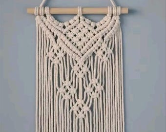 Macrame Wall Hanging, Boho Home Decor, Handwoven Cotton Rope Tapestry, Geometric Wall Art, Minimalist Nursery Decor, Bohemian Style Gift, Ch