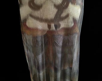 1990s American Designer Vivienne Tam BUDDHA MESH DRESS Kuan Yin