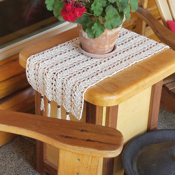 CROCHET PATTERN Table Runner, Boho Beaded Lacey Table Runner, Farmhouse table cloth pattern, Cabin Decor, Kitchen Decor, farmhouse crochet