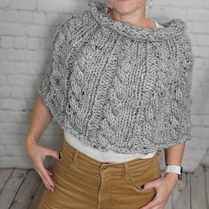 Cable Knit poncho KNITTING PATTERN, Cable knit Shawlette, Outlander cosplay poncho, 3 skein project, hygge wrap pattern, chunky cabled knits