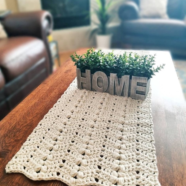 Chunky Farmhouse Style Reversible Table Runner & Coaster CROCHET PATTERN, Crochet Table Runner, doily, crochet table decor placemat