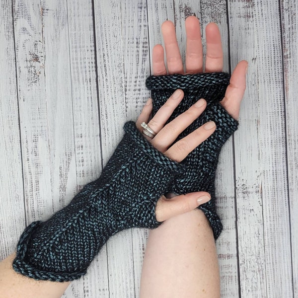 Apocalyptic Wrap Gauntlets, KNITTING PATTERN, Fingerless Gloves Pattern, Knit Gloves, Medieval Knitting, Outlander knitting pattern