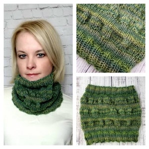 Gerippte geraffte Cowl Strickanleitung: Anfänger Easy Knit Halswärmer (PDF-Muster)