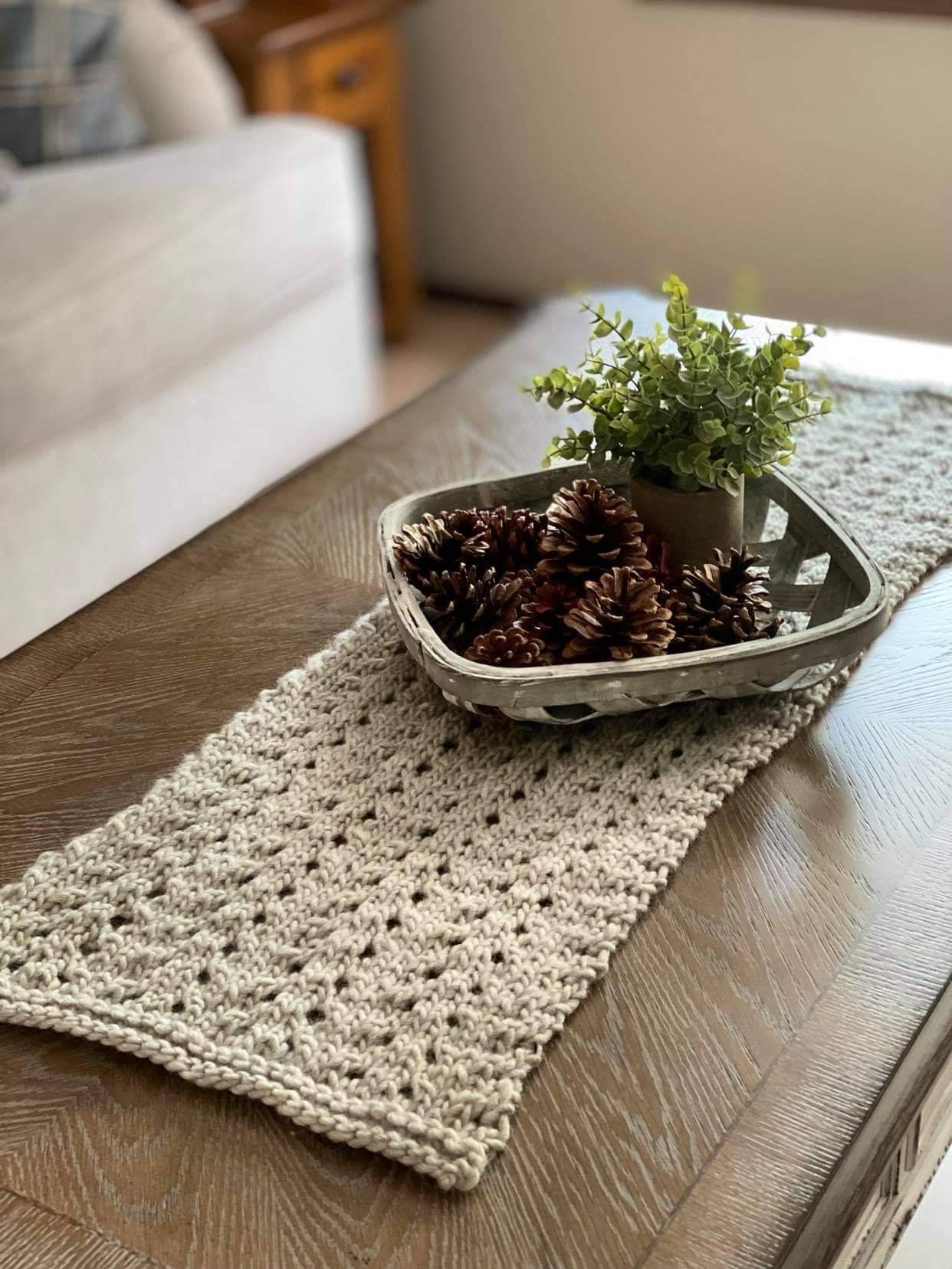 Knitted farmhouse table runner chunky Knitted Table Runner Etsy