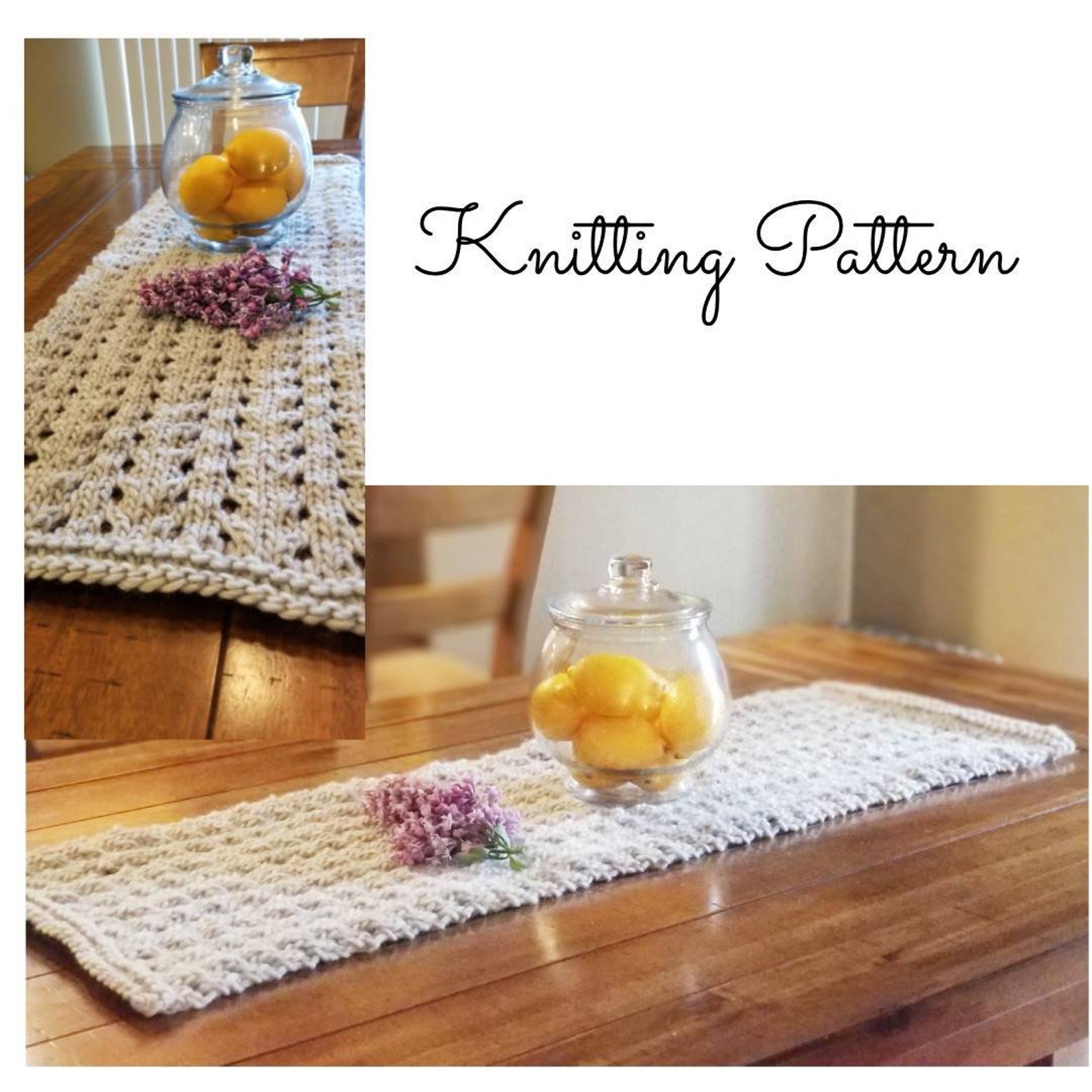 Easy Knitted Table Runner Pattern Home decor pattern Etsy