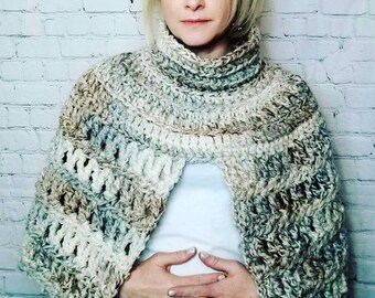 Highlander Poncho Crochet Pattern, Turtleneck Cape (PDF Pattern)