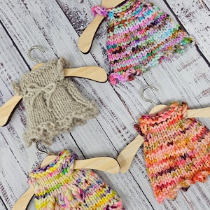 3 pattern Set- KNITTING PATTERN, Frog doll Dress pattern, Knit dress for Dotpebbleknits frog, Knitted dress, doll dress pattern
