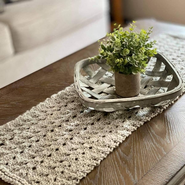 Knitting pattern, Easy Knitted Table Runner Pattern, Farmhouse Home decor, Modern Table Runner, Wool Table Placemat, knitted doily