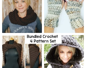 Sassenach Outlander Inspired CROCHET PATTERN 4 Pattern Set,  Highlander Shawl/cowl Crochet Pattern, Crochet Arm Warmer Pattern, mobius shawl