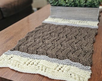 Easy Knit Table Runner Pattern: Farmhouse Decor (PDF Downloadable Pattern)
