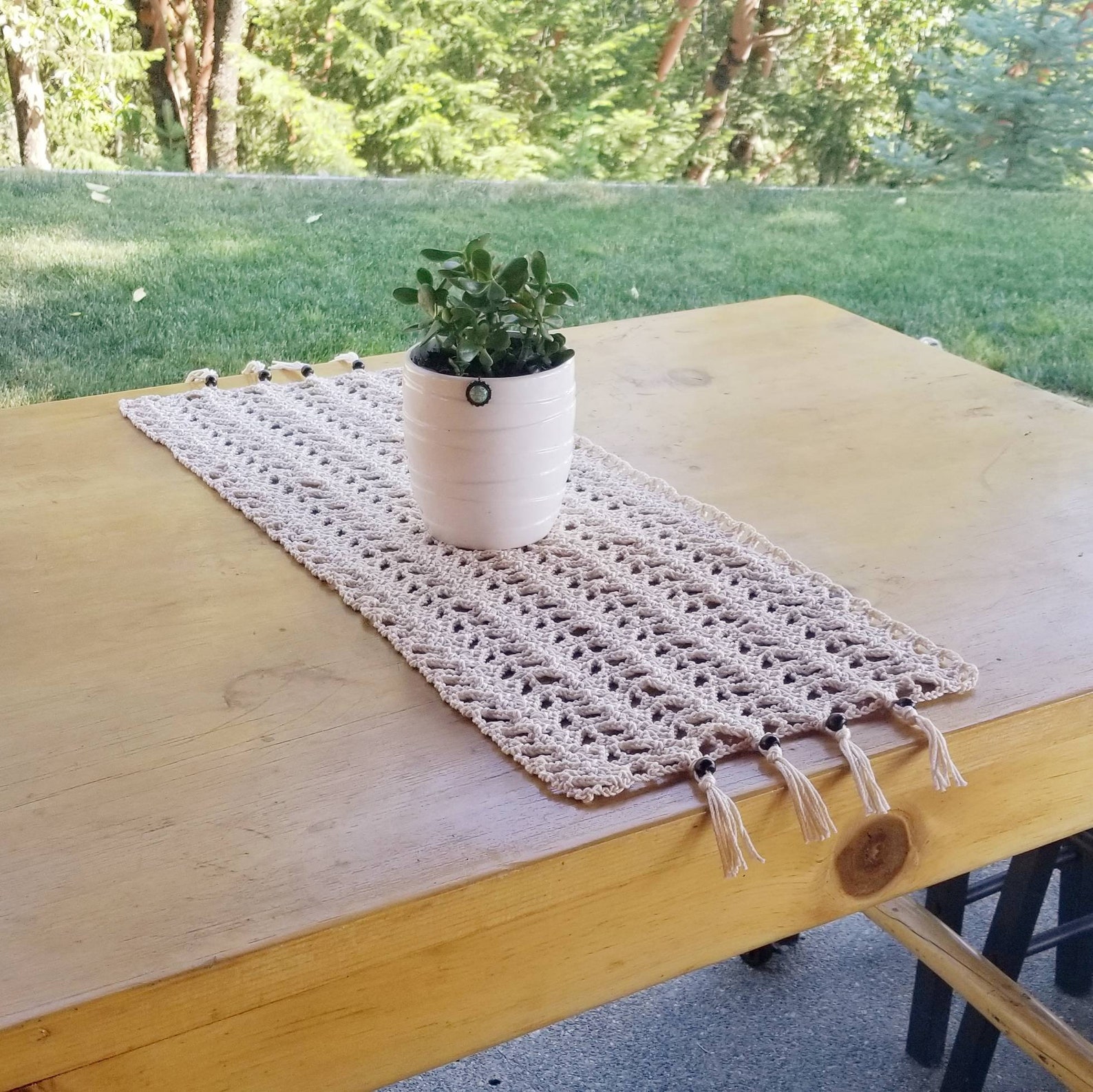 CROCHET PATTERN Table Runner Boho Beaded Lacey Table Runner Etsy