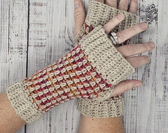 DK weight version -Ribbed & Seed Gloves- CROCHET PATTERN, crochet fingerless gloves pattern, easy crochet pattern, driving gloves,