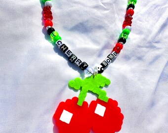 Cherry Bomb Perler Necklace | Rave & Festival Accessory