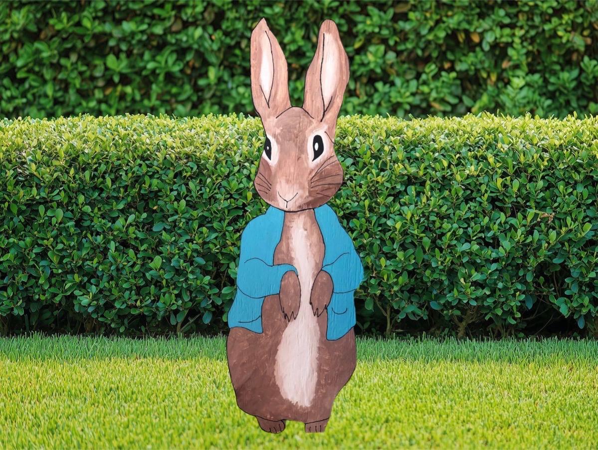 Hand Painted Peter Rabbit Wood Decoration 3ft Tall Custom Storybook ...