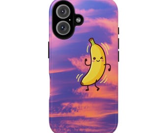 Dancing Banana Sunset iPhone Fall, fröhliche Cartoon Schutzhülle