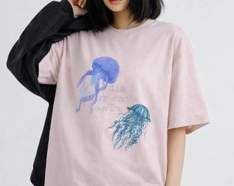 Blaue Quallen Illustration T-Shirt | Ozean Sea Life Tee